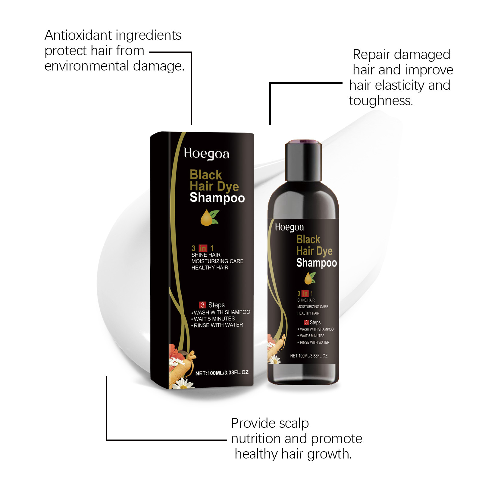 Hair Care Steps - Doğal Bitkisel Siyah Saç Boyası Şampuanı